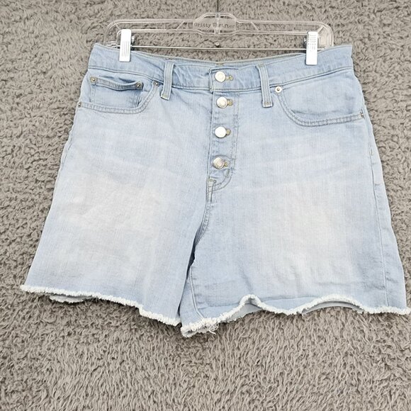 J. Crew Shorts Womens 29 Blue Button Fly LStretch Denim Cut Off Jorts - Picture 1 of 10